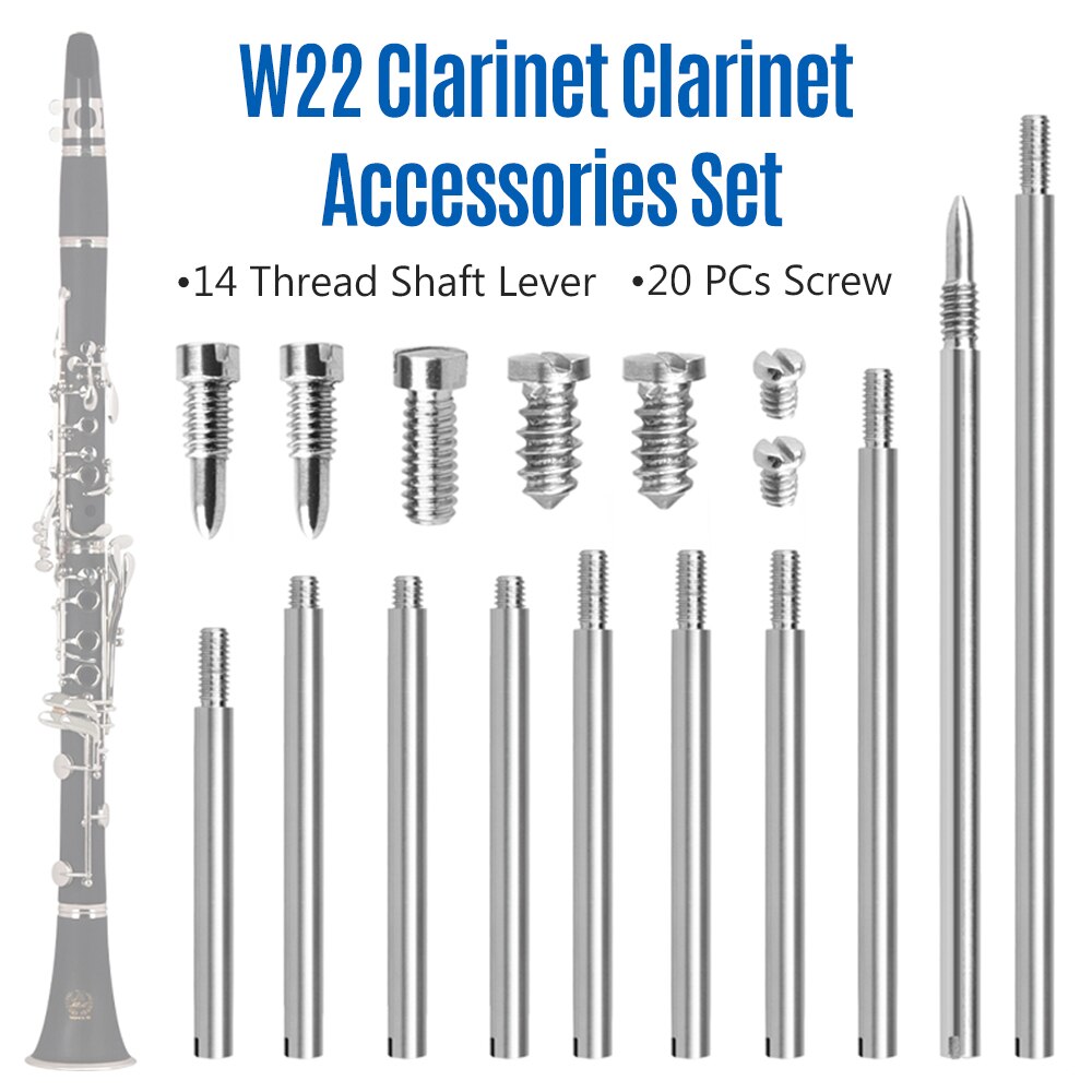 Clarinet Accessories Set 14pcs Threaded Shaft Lever 20pcs Screws Wind Instrument Repair Parts