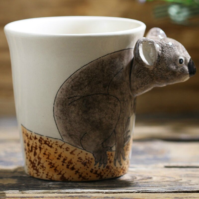 animal ceramic mug Hand drawn koala cartoon cup Personal coffee mug cups and mugs cute mugs