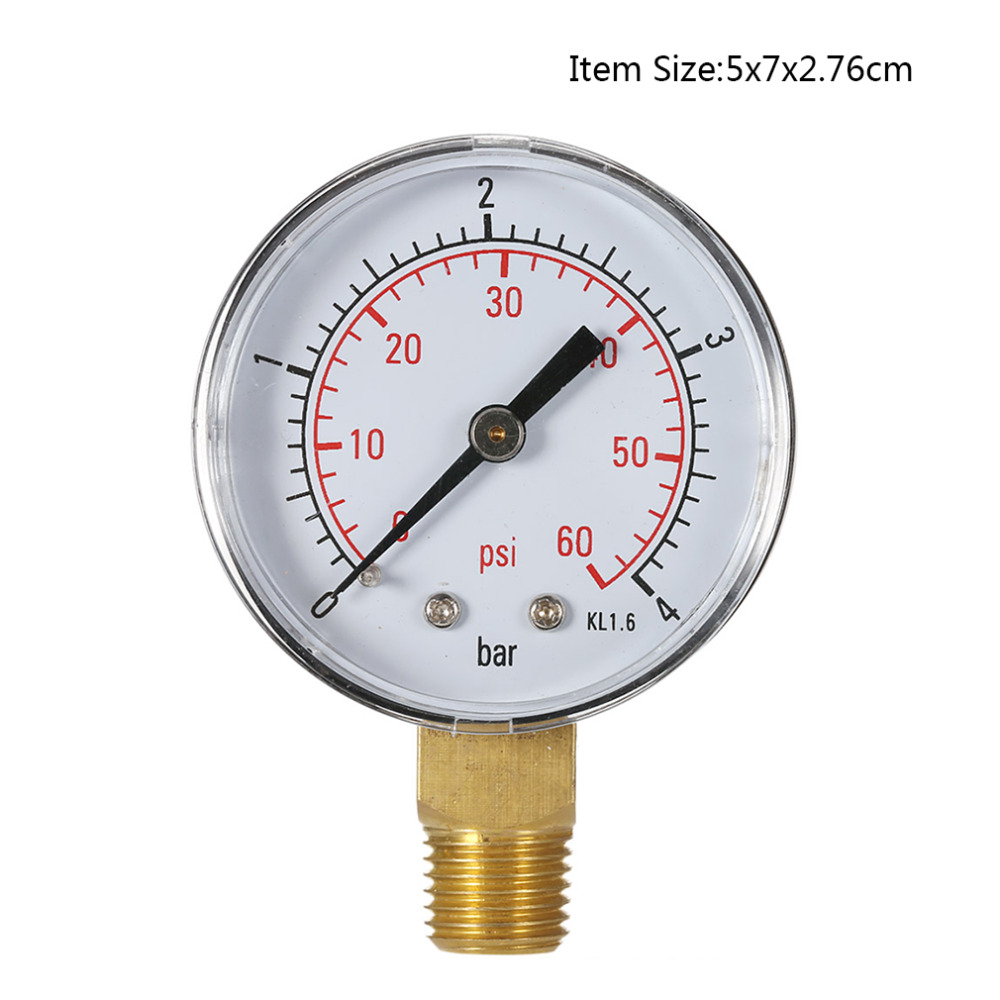 Pool Spa Filter Water Pressure Gauge Mini 0-60 PSI 0-4 Bar Side Mount 1/4 Inch Pipe Thread NPT TS-50