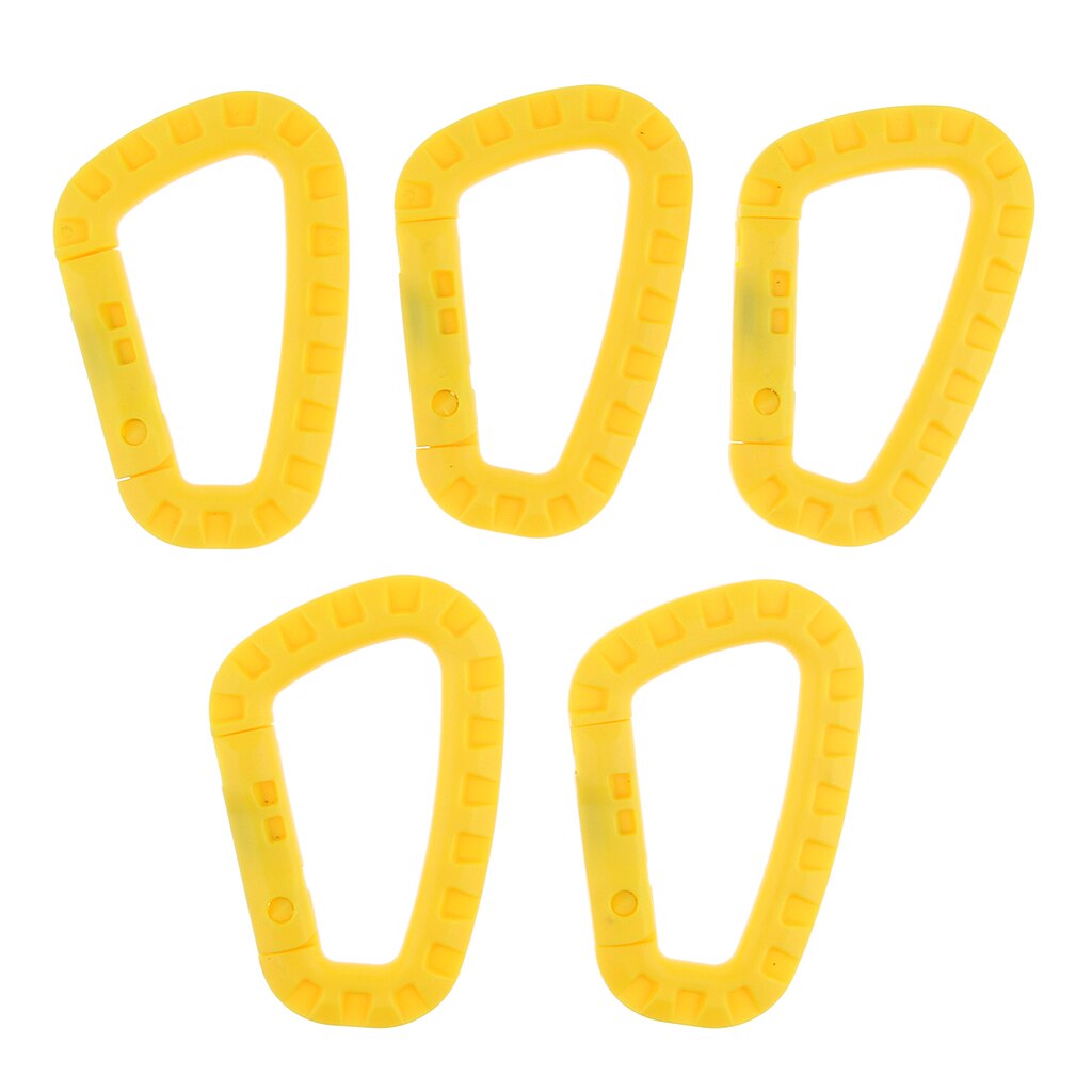 5Pcs Outdoor Carabiner D-Ring Key Chain Clip Hook Camping Plastic Buckle for Quickdraw, Travel Backpack, Bottle Holder