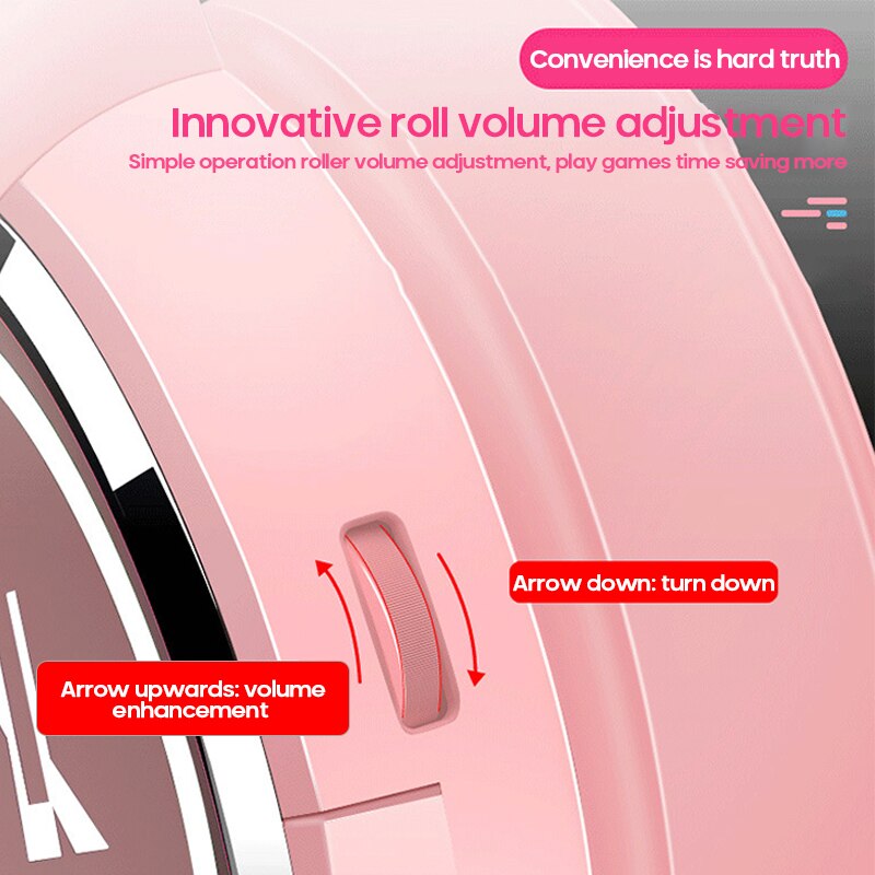 7.1 Surround Sound Pink Headphones Gaming Headset Wired With Microphone Gamer RGB Light For PS4 Phone PC