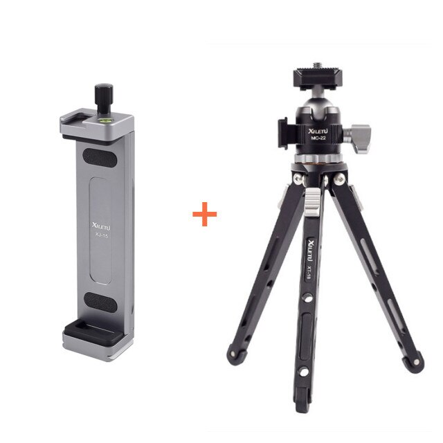 XILETU XJ-15 Universal Aluminum Alloy Tablet Phone Stand Holder Clip Tripod Adjustable Bracket for iPad Mobile Phones Tablets: XJ-15 MC22 XT18