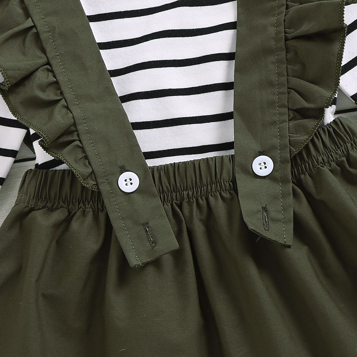 Meisjes Rokken Tweedelige Pak Lange Mouwen Gedrukt Gestreepte Tops En Meisjes Sling Kant Rok Kinderkleding