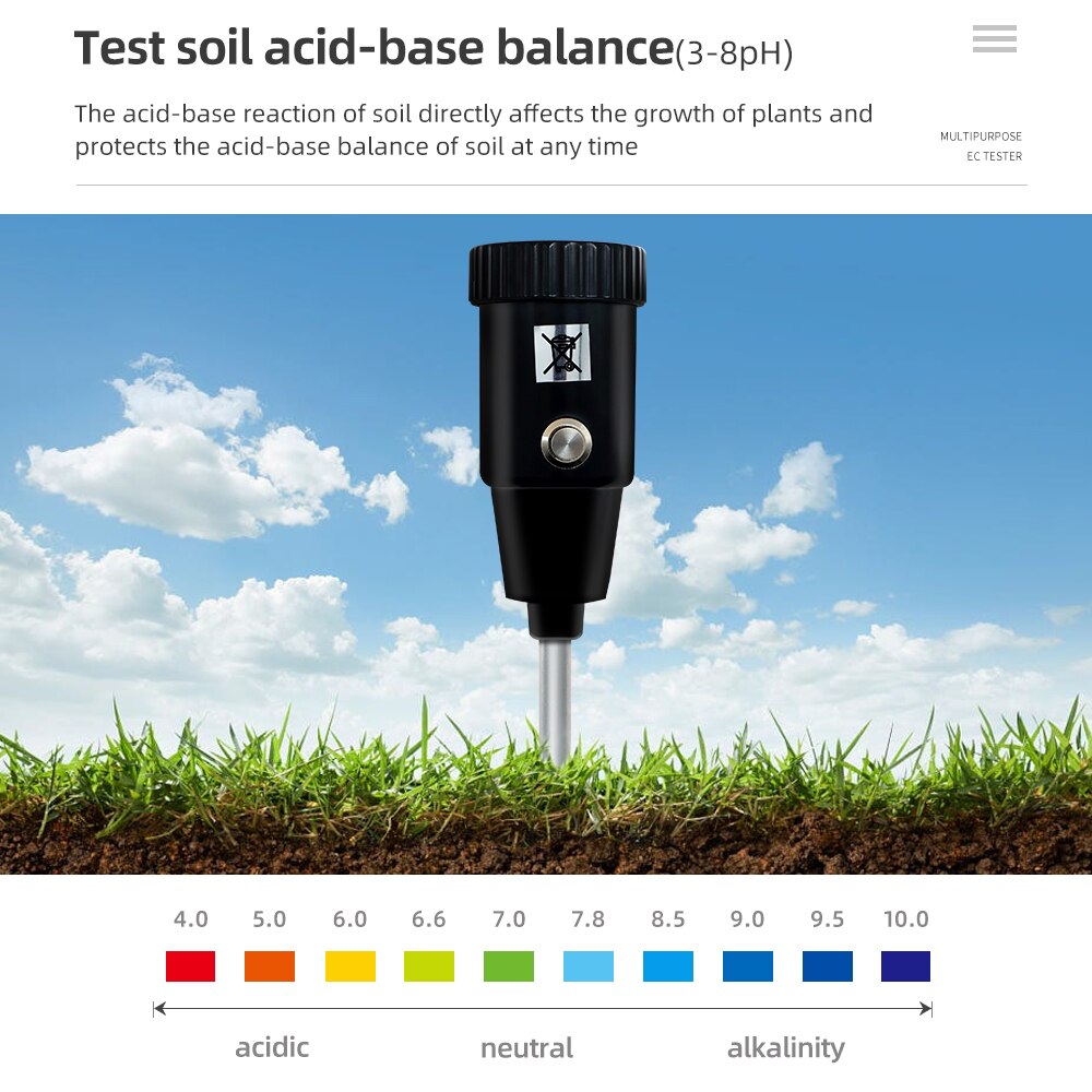 Handheld ZD-06 Soil pH Tester pH &amp; Moisture Meter For Garden With 295mm Long Metal Probe Waterproof Soil Tester Kit Tools