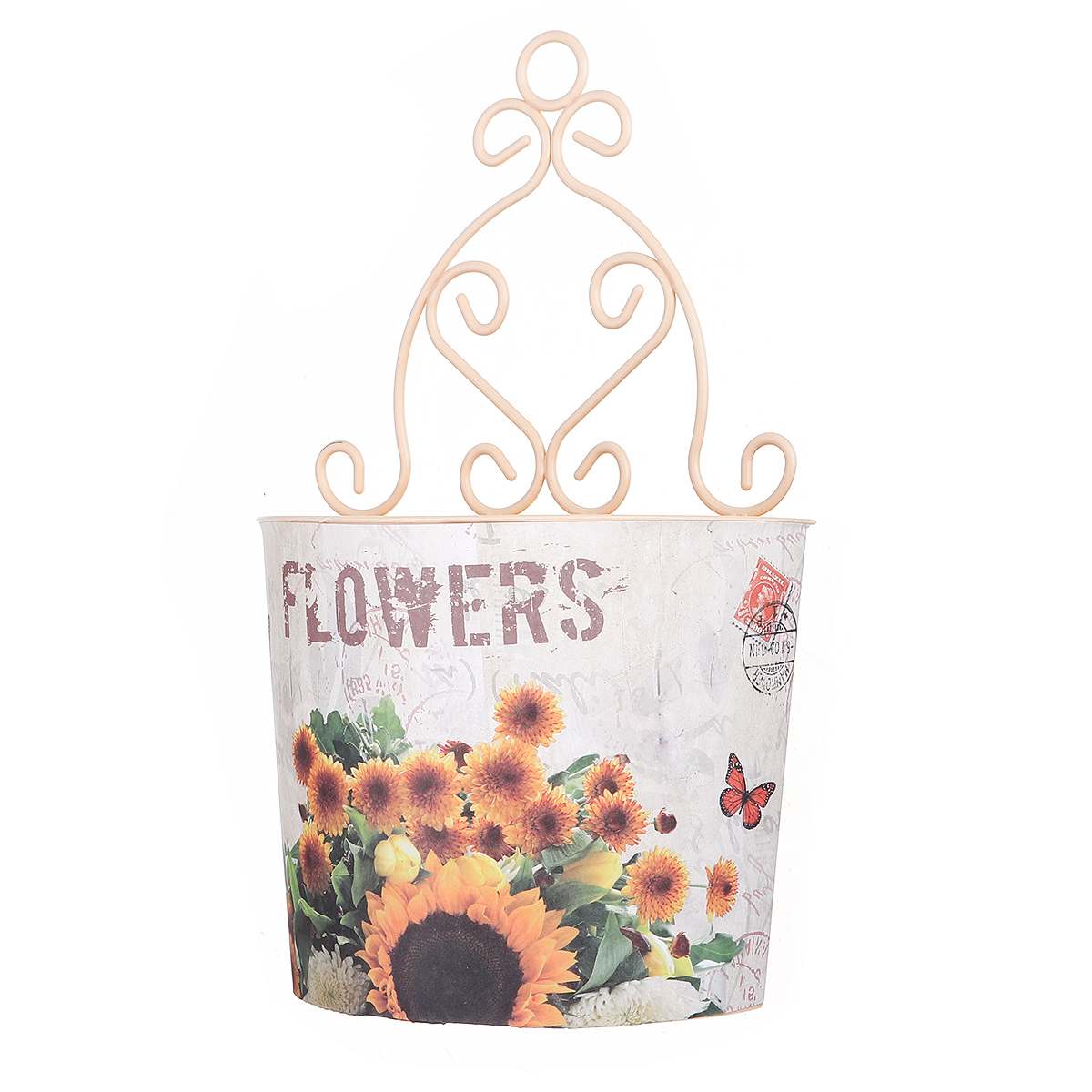 Europese Stijl Muur Opknoping Bloempot Planter Bloempotten Beugel Houder Ijzer Stand Woondecoratie: Sunflower