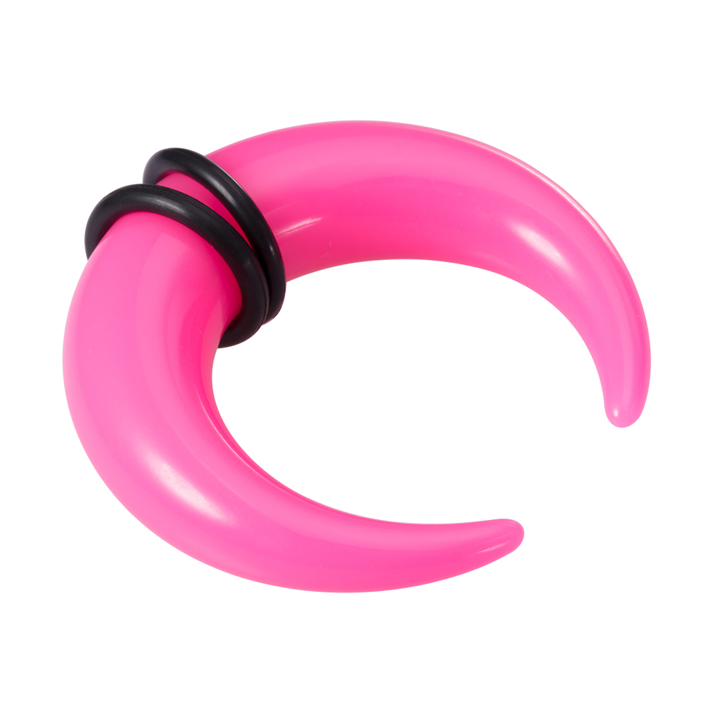 Pince à cône en forme de C en acrylique pour femmes et hommes, anneaux de septum, jauges, cornes de buffle, kit de piercing, extenseur d'étirement, 16G-00G, 2 pièces: YELLOW / Rhodium plaqué
