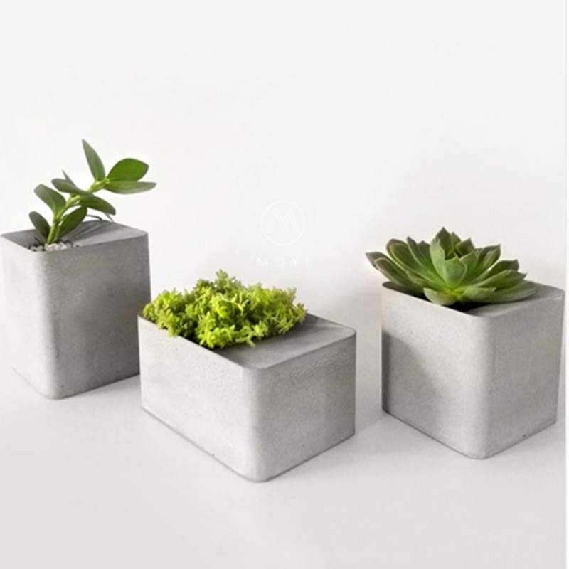 Molde rectangular grande de cemento para maceta de silicona, jarrón para el hogar, decoración de plantas suculentas, maceta de hormigón, moldes de jarrón de lápiz