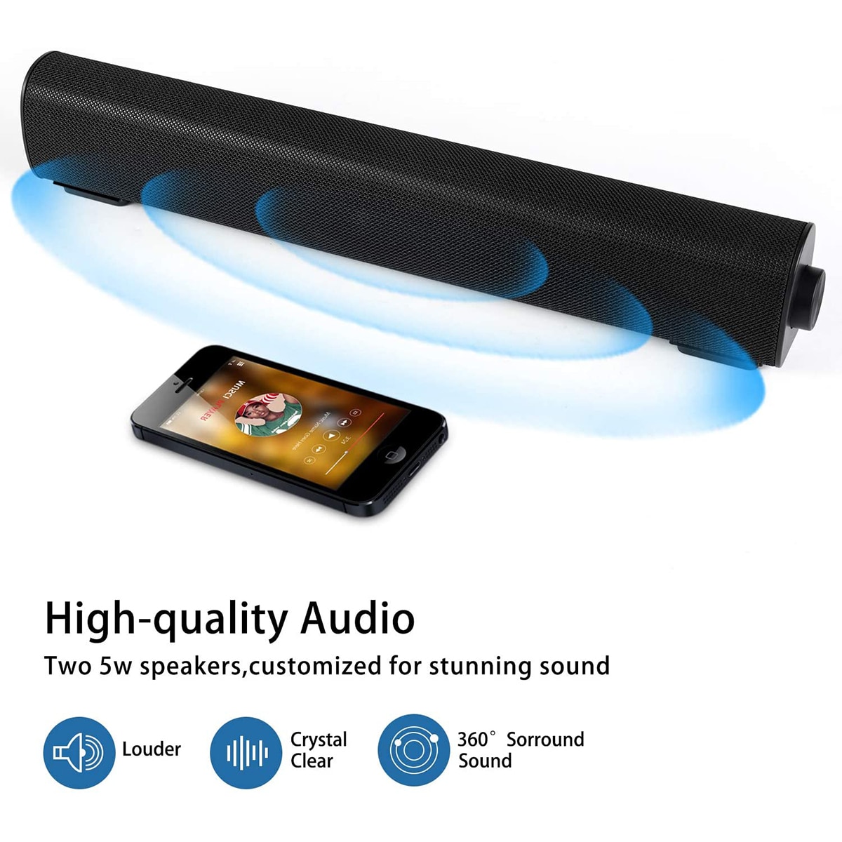 TV Sound Bar TV Sound Bar AUX USB Wired and Wireless Bluetooth Speaker Home Theater FM Radio Surround SoundBar for PC TV Speaker