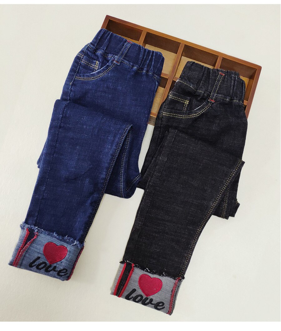 Teenager pige smarte jeans 6y-16y store piger casual denim bukser forår efterår teenager børn bogstav almindelige jean bukser 6 8 10 12 14 16
