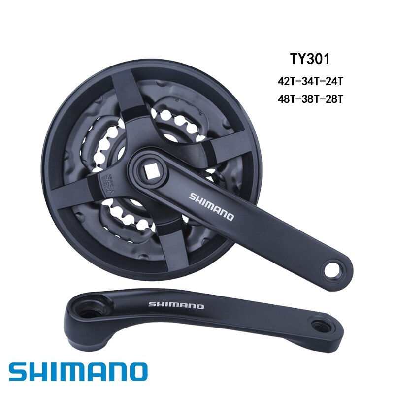 SHIMANO TOURNEY TY FC-TY301 Mountain Bike Crankset 42-34-24T Iamok 170mm 3x8/7/6-speed Chainwheel Bicycle Parts