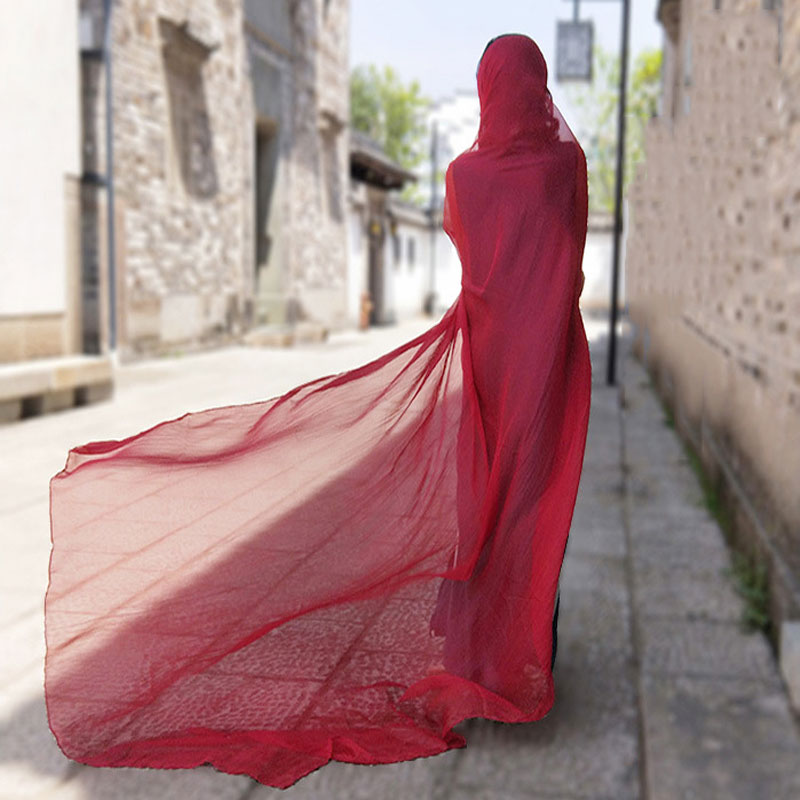 13 farver kvinder tørklæde overdimensioneret solid solbeskyttelse sjal blødt chiffon strand boheme silketørklæde kvinder sommer tyndt sjal: Rødvin