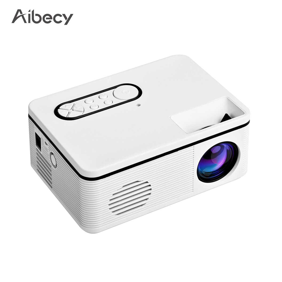 Aibecy  s361 mini bærbar ledet projektor support 1080p 600 lumen indbygget højttaler multimedie video film projektor hjemmebiograf