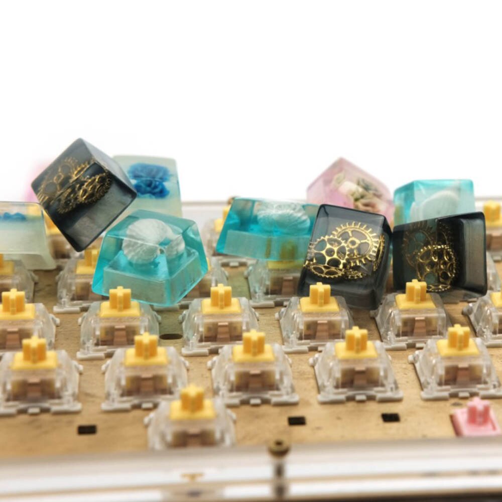 Handmade Resin Keycaps Universal Mechanical Rose Shell Keyboard Cover Computer Accessories External Keyboard Cap Decoration