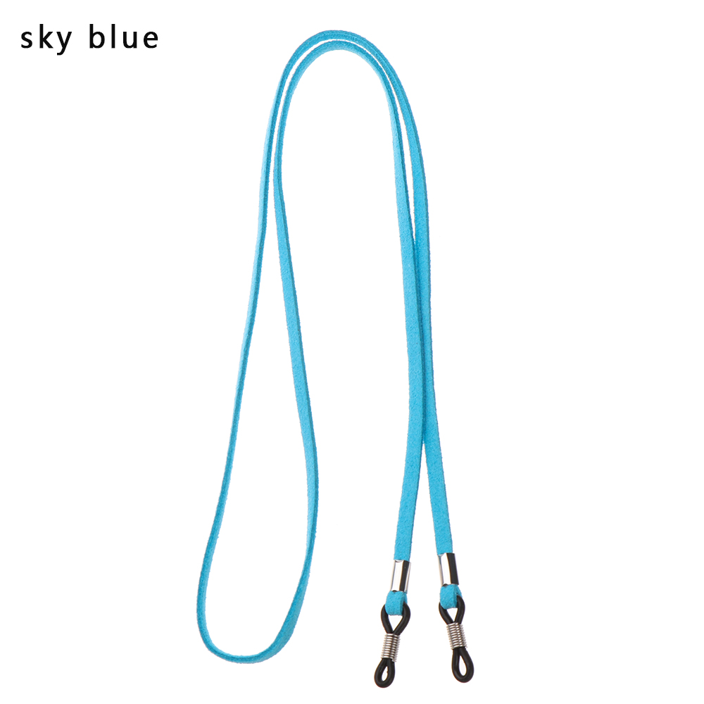 Correa de cuero de alta elasticidad para gafas de sol, collar de cadena para gafas, gafas de lectura soporte para, correa para el cuello: A-sky blue