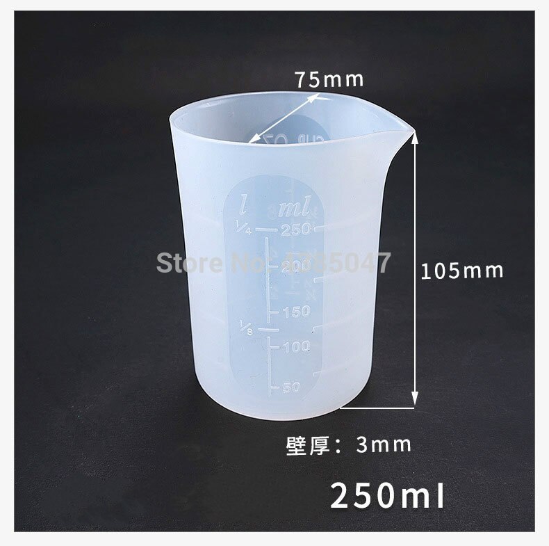 Tasse de mesure jetable en Silicone, outil de mesure, 100/250/350/750ml, échelle, moules en résine à bijoux, outil de fabrication de bijoux: 250ml