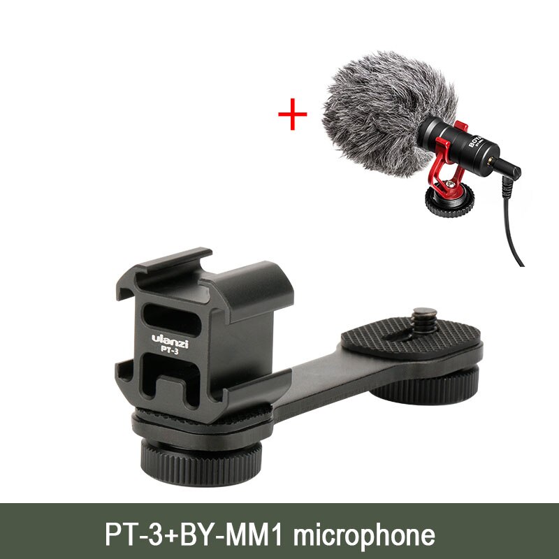 Ulanzi PT-3 Metal Extension Bar 3 Cold Shoe Mounts for Zhiyun Smooth 4/DJI OSMO/Vimble 2 Gimbal LED Light BY-MM1 Microphone: PT-3 BY-MM1