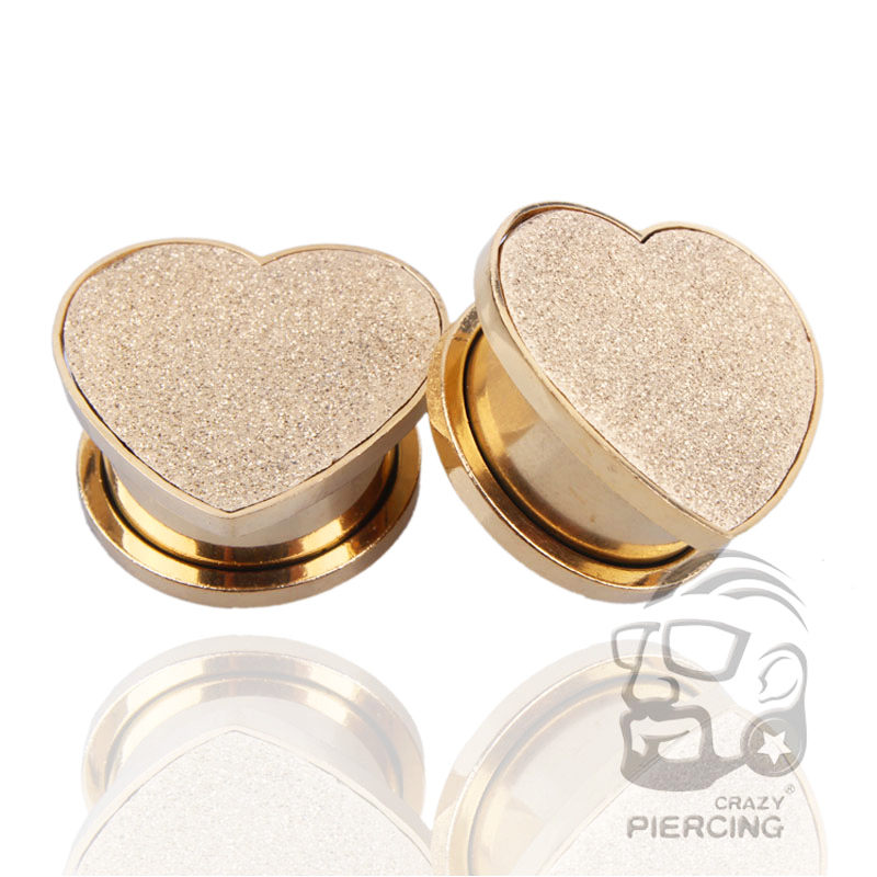 Pair Screw Heart Shape Ear Tunnels Plugs Ear Gauges Reamer Stainless Steel ear expander Body Piercing Jewelry8-18mm