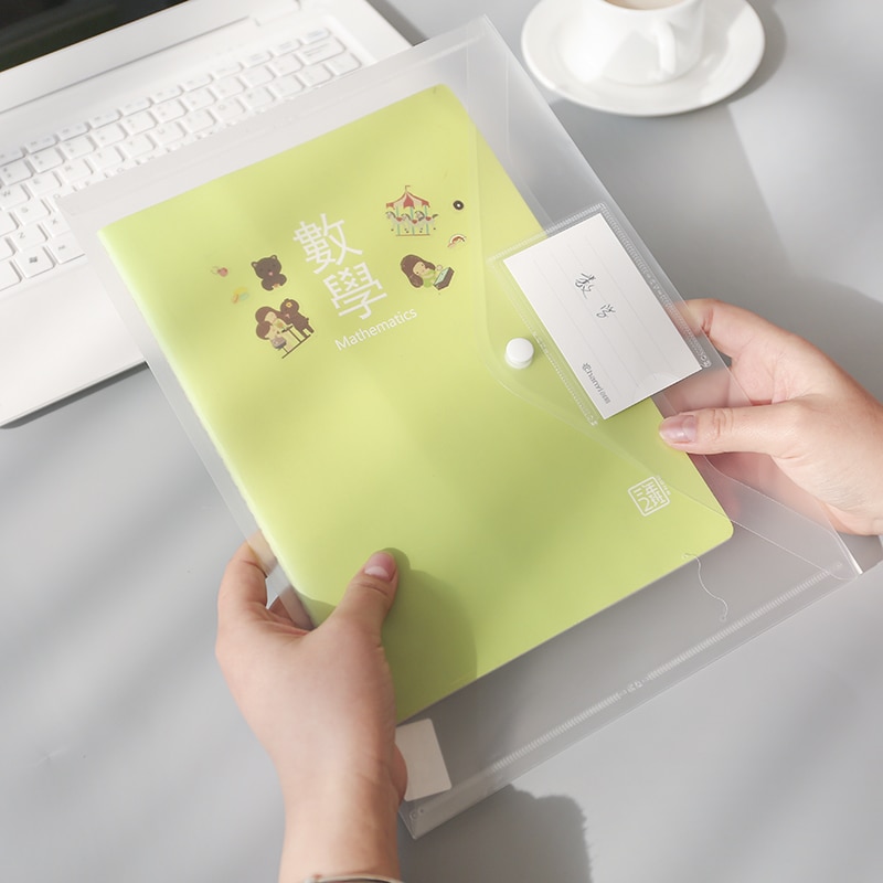 A4 Size Envelope Folder PP Plastic Storage Pouch Holder Paper Document File Folder Organizer Bag with Snap Button Closure