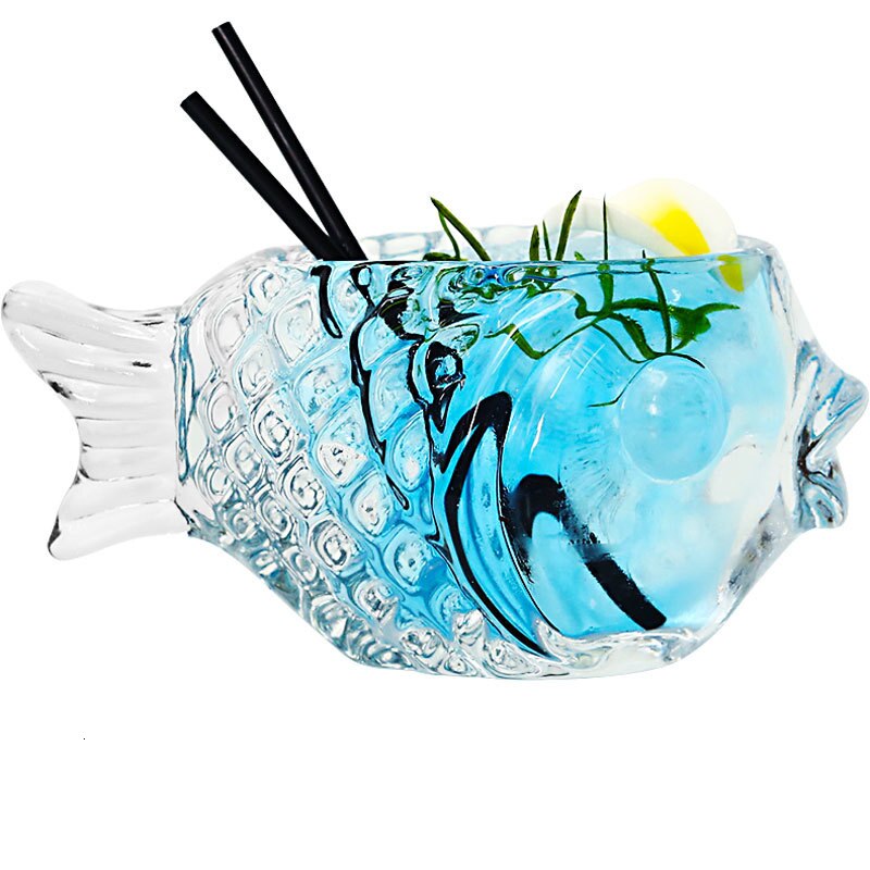 3d gjennomsiktig fisk form bar cocktail glass parti tykk tung deilig smoothies bolle kopp kald drikke tiki glass krus: misligholde tittel