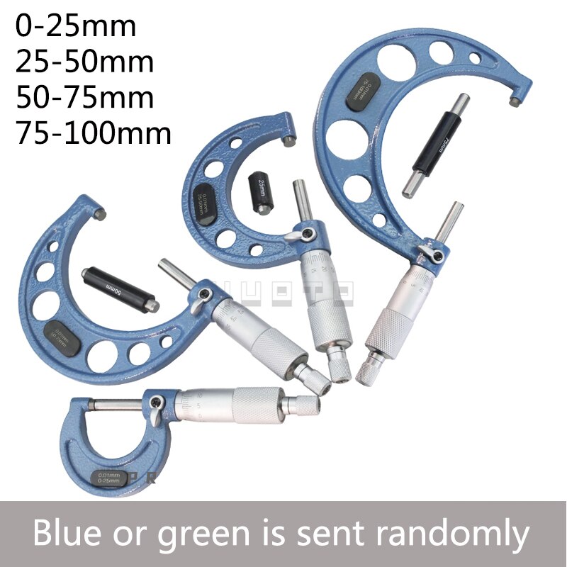 0-100 Mm 4 Stuks Buiten Micrometer 0-25 Mm/25-50 Mm/50- 75 Mm/75-100 Mm Metric Gauge Schuifmaat Dikte Meetinstrumenten