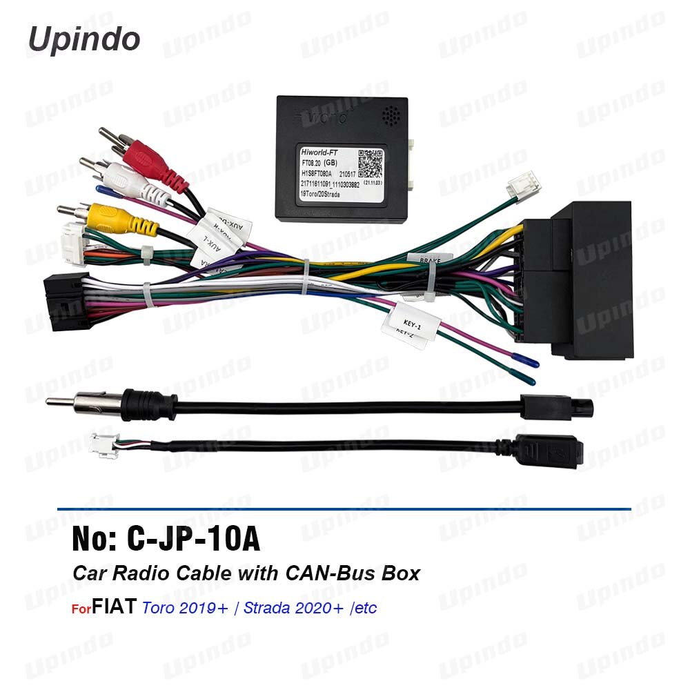 Cable de Radio de coche con caja CAN Bus, adaptador de conector de arnés de cableado de alimentación para Fiat Toro Strada, Unidad Principal Android, reproductor Multimedia: Default Title