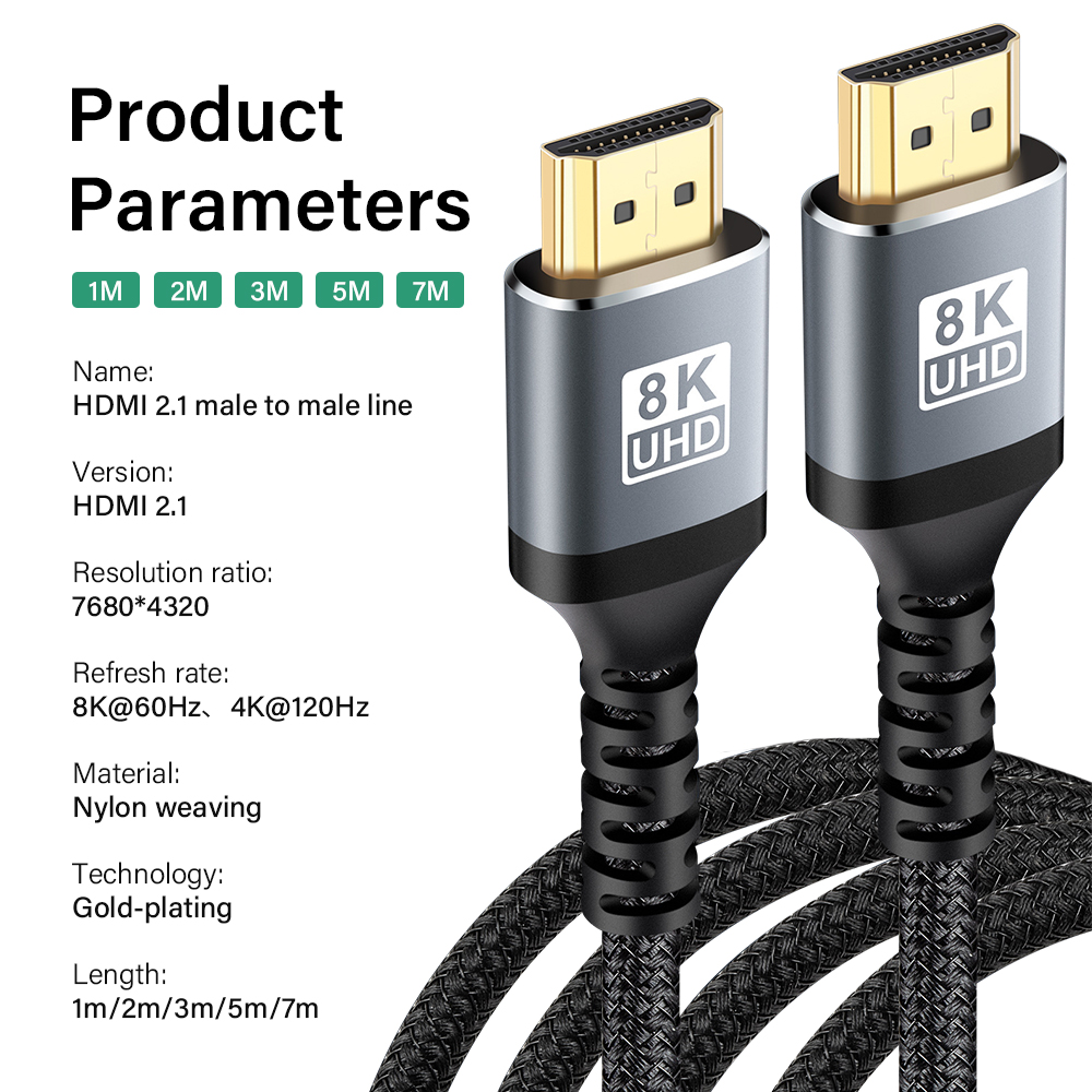 8K HDMI 2.1 Kabel Ultra Hoge Snelheid 48Gbps Dynamische HDR 8K/60Hz 4K/120Hz UHD Ultra high definition videokabel 1M 7M