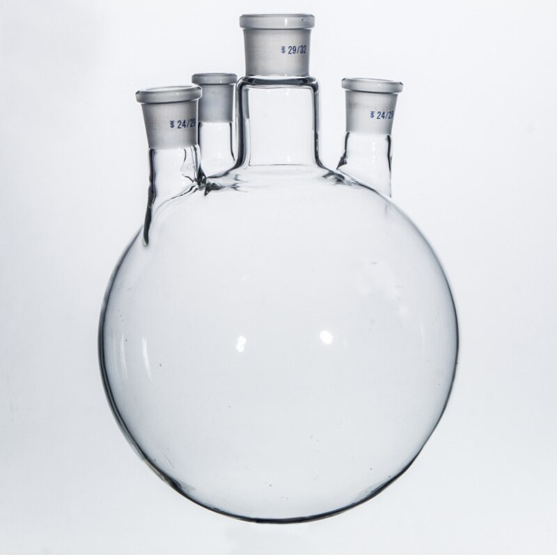 Straight 4-Halzen Labratory Kolf Reactor Ronde Bodem Thicked Borosilicaatglas Reactie Kolf