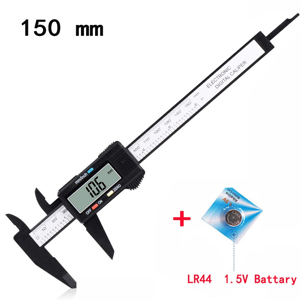 150mm 100mm Electronic Digital Caliper 6 Inch Carbon Fiber Vernier Caliper Gauge Micrometer Measuring Tool Digital Ruler: 150mm-Black