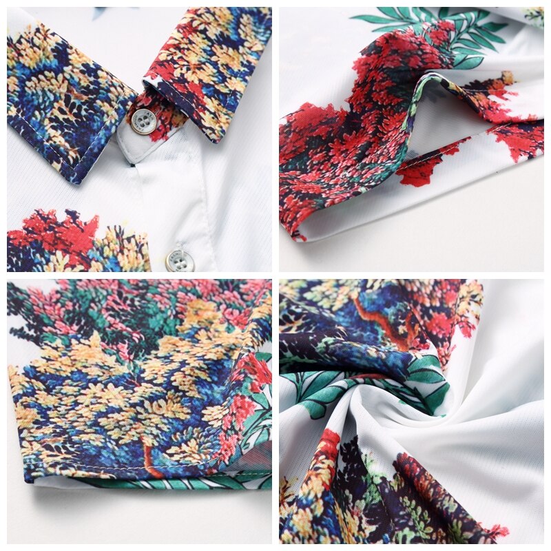 Jz chief heren bedrukte bomen l shirts casual feestkleding korte mouwen hawaiiaans overhemd slim fit bloemen sociaal overhemd plus maten