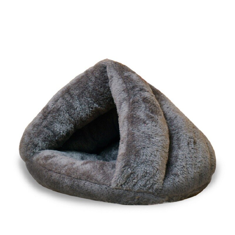 Pet Cat Bed Thick Sleeping Bag Triangular Cat Litter Soft Comfortable And Durable Winter Warm Pet Kennel: gray / S