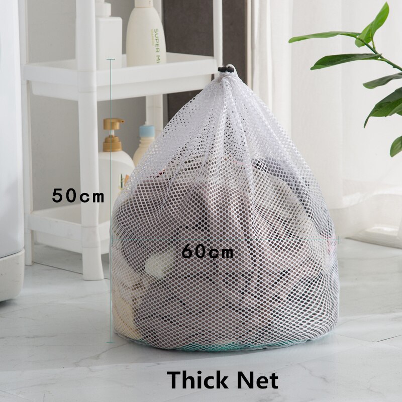 Polyester Drawstring Laundry Bag Sheets Clothes Washing Machine Wash Bag Round Drawstring Pocket For Washing Clothes: Thick 50-60cm
