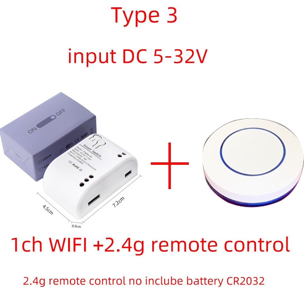 Interruptor inteligente RF de 1 canal, 5-32V/220V, WIFI, Ewelink, Control remoto, interruptor de luz de 2,4G, relé Rele de 10A, enclavamiento de bloqueo automático: Type 3