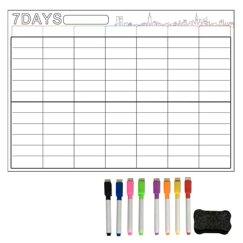 7 Days Large Magnetic White Board Weekly Planner For Kitchen Refrigerator N0HC: white