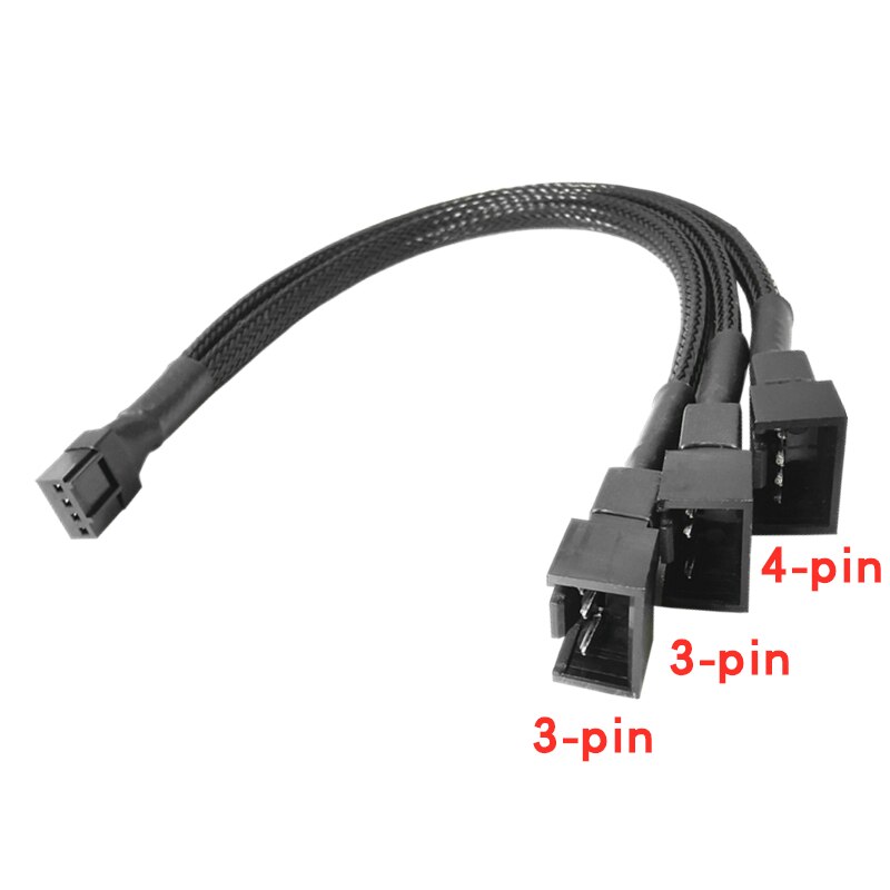Pwm vifte splitter 4 pinner adapter kabel 1 til 1 2 3 4 datamaskin cpu kjøler vifte splitter pc chassis vifte forlengelse strømkabel: Liten 4 pin 1 til 3