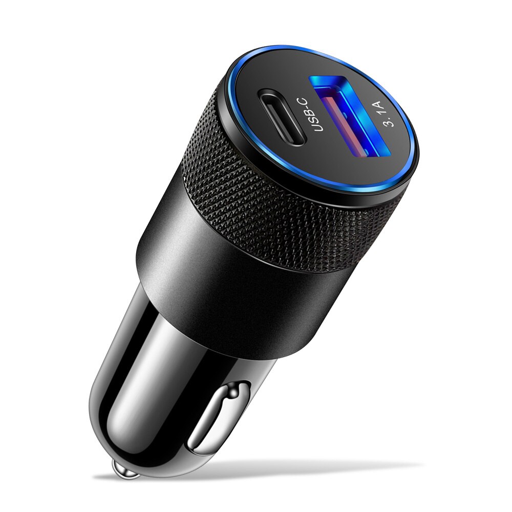 Car Charger USB Type C PD Dual Port QC 3.0 Fast Charging For iphone13 12 Huawei Xiaomi 12 Samsung S21 USB-C Mobile Phone Charger: Black