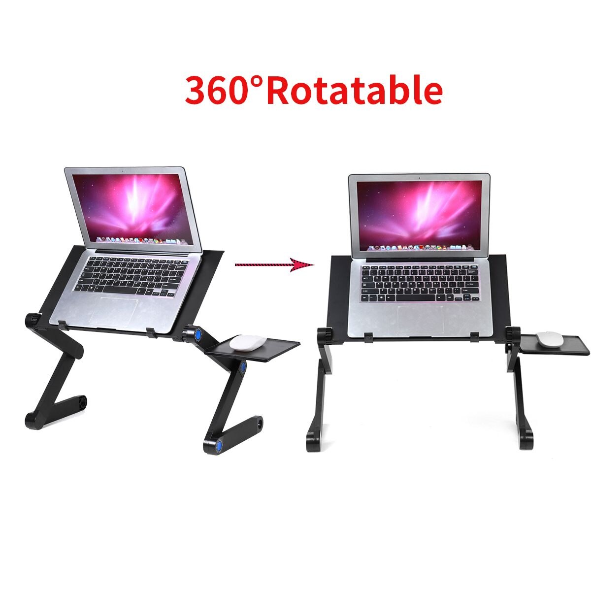 Multifunctionele ergonomische laptoptafel voor bed, draagbare bank, opvouwbare laptopstandaard, schoottafel voor notebook met muismat