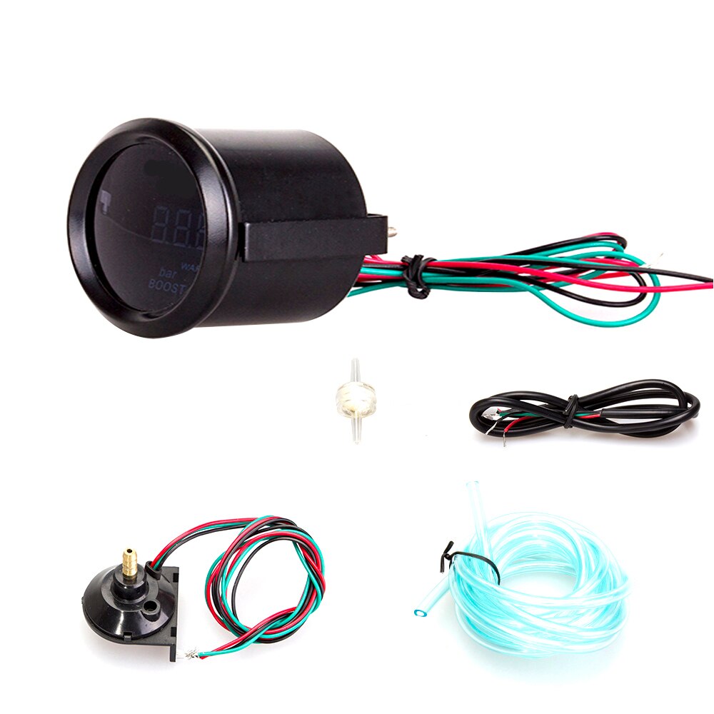52mm Car Digital Turbo Boost Gauge BAR Boost Turbo Gauge Mechanical Blue Led Boost Gauge for Auto Car Meter Boost Sensor