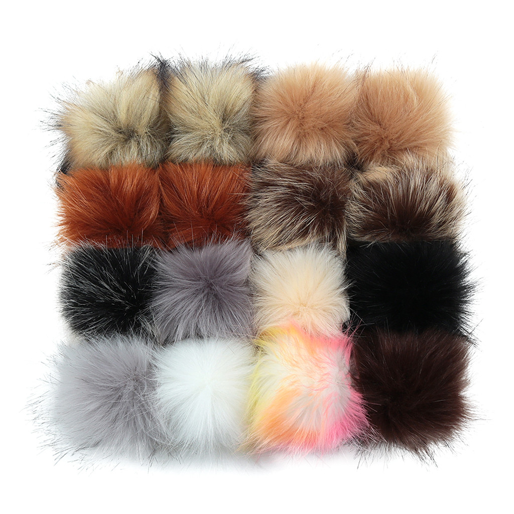 16 Pcs 10Cm Winter Faux Bont Bal Vrouwen Pompom Auto Tas Sleutelhanger Sleutelhanger Elastische Diy Sleutelhanger Konijn Haar lamp Zakken Decor: 11