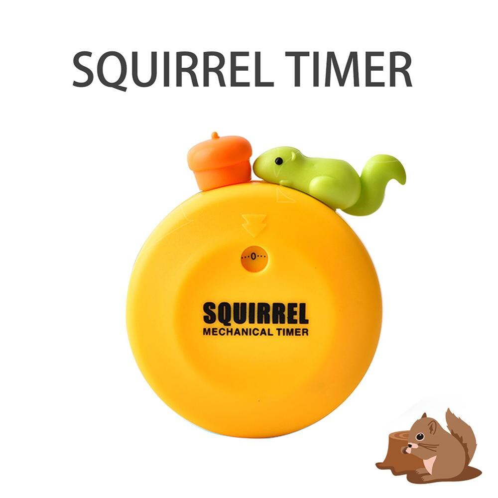 Mignon dessin animé écureuil minuterie cuisson Pot de riz soupe noyau mécanique minuterie magnétique maison cuisine rappeler petit réveil: Jaune