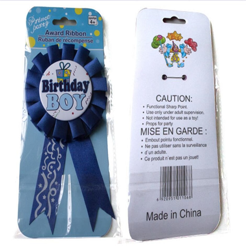 Children Pink Blue Boy Girl Birthday Award Badge Baby Shower Favor Pin On Ribbon Badge Kids Birthday Party DIY Decorations