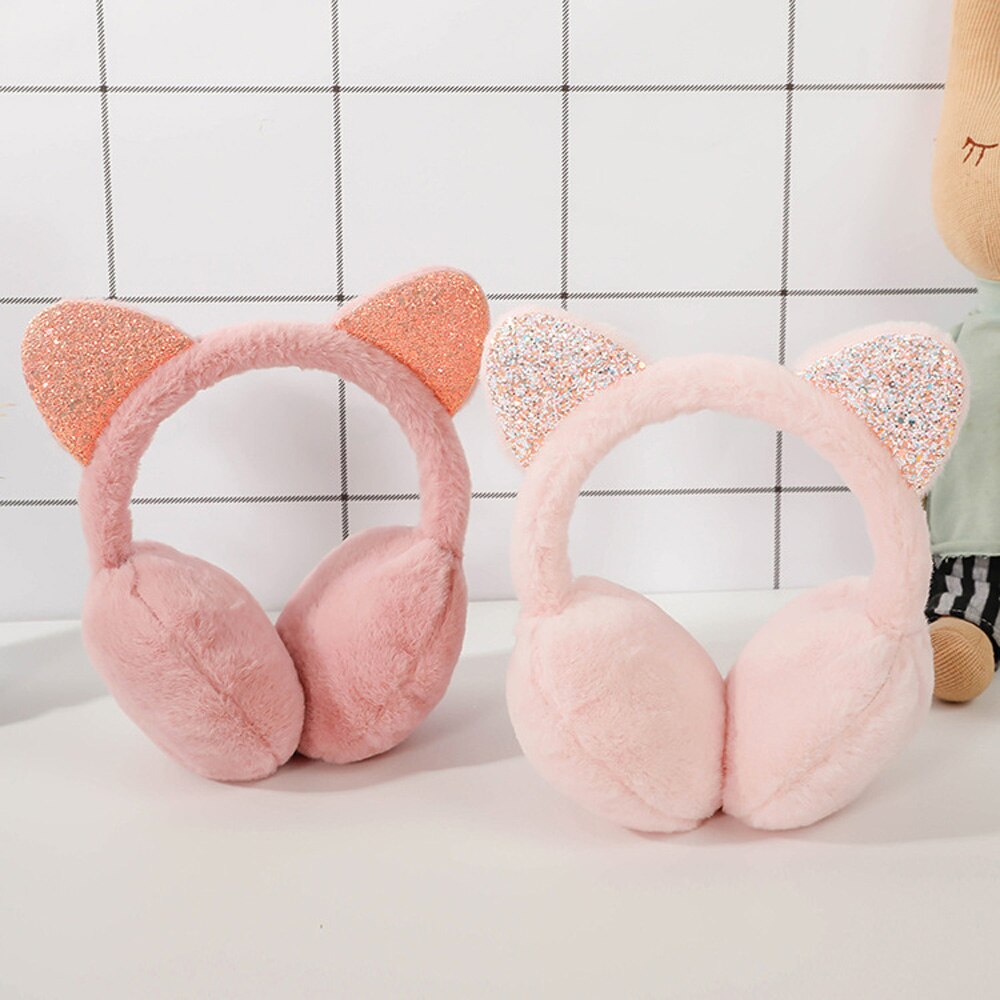 Cat Ear Muffs Kids Cat Ear Earmuffs Winter Warm Knit Headband
