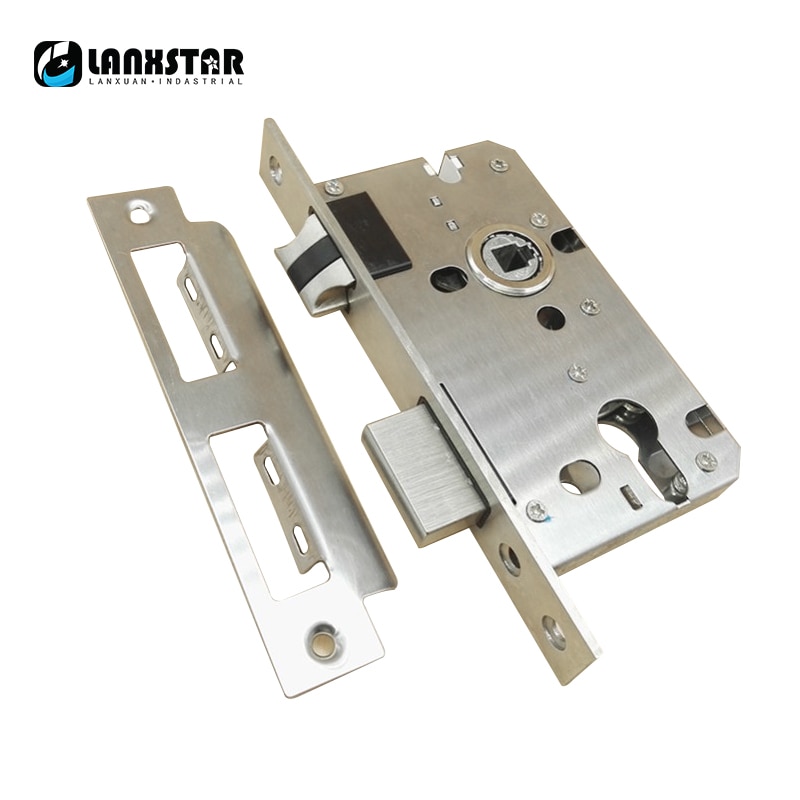 Luxury 304 Stainless Steel Big 58Size Handle Lock Lockbody Nylon Mute Harping Oblique Tongue Double Pulley and Bearing Lock Body