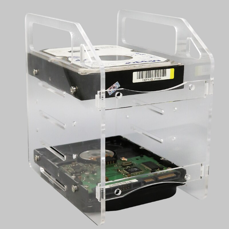 support de disque dur en acrylique, étagère transparente pour ordinateur de bureau, boîte de rangement externe pour disque dur HDD: 4 bays No fan