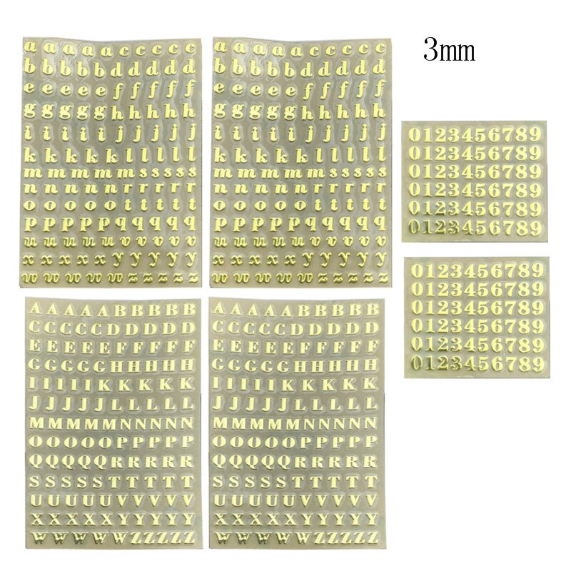 1/5/6Pcs 1/3/4/9mm litery alfabetu numery Chunky Glitter żywica epoksydowa dekoracyjne naklejki: 11JJ102400-A