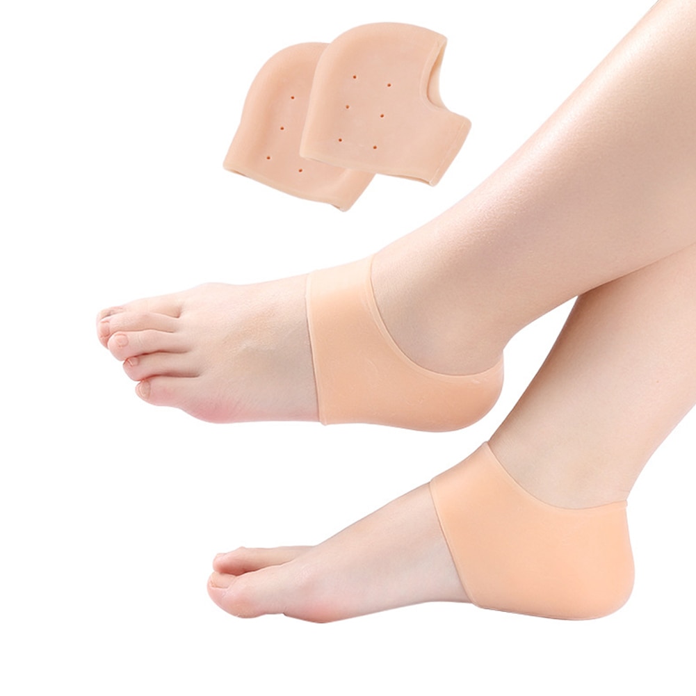 Unisex usynlig højdeøgning silikone hælstrømper anti crack fodbeskytter gennemsigtige høje hæle smertelindrende fodpuder