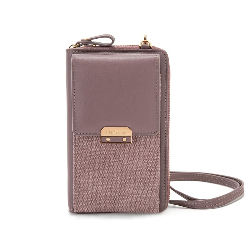 Women Messenger Bags Outing Shoulder Bag Mobile Phone Wallet Solid Color Small Mini Crossbody Bag Long Shoulder Strap: Purple