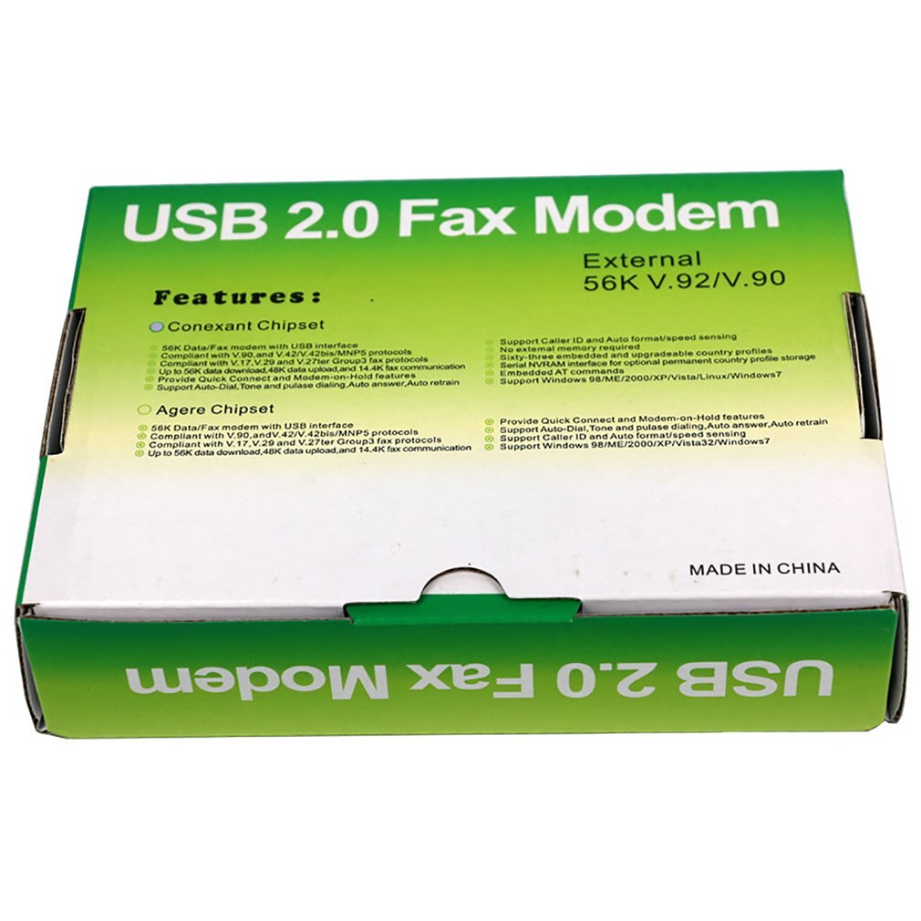 USB 56K V.90 V.92 External Dial Up Voice Fax Data Modem for Win XP Vista Win7/8/10 Linux