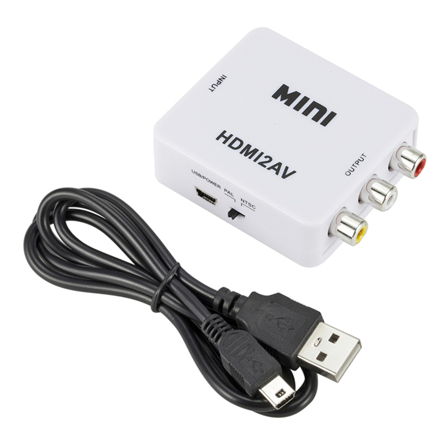 Hd 1080P Rca Av Naar Hdmi-Compatibele Composiet Adapter Converter Av2hdmi Audio Videokabel Hdmi Naar Av Met Usb-Kabel Voor Hd Tv Box: WHITE