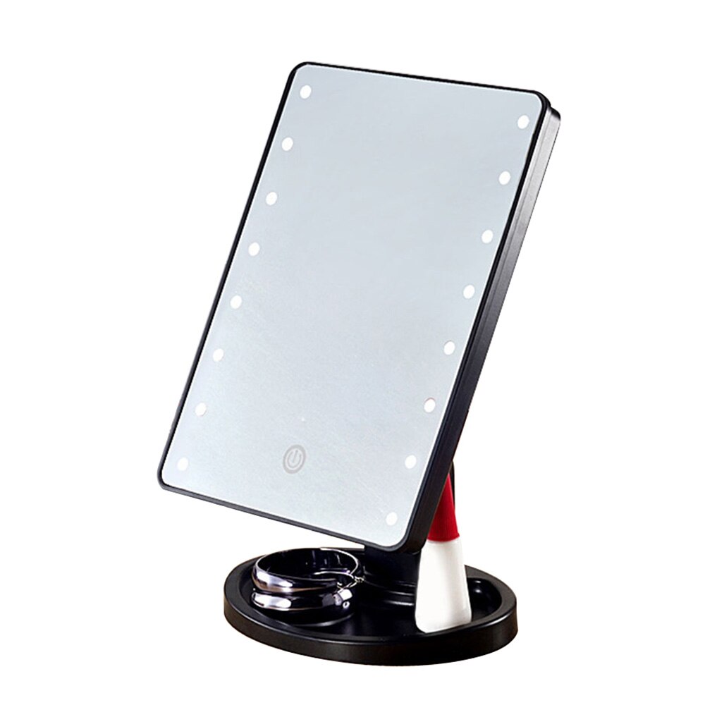 Nuevos Espejos de maquillaje profesionales de LED iluminados con luz LED ajustable 16/22 espejos de pantalla táctil para maquillaje de belleza J19: Black