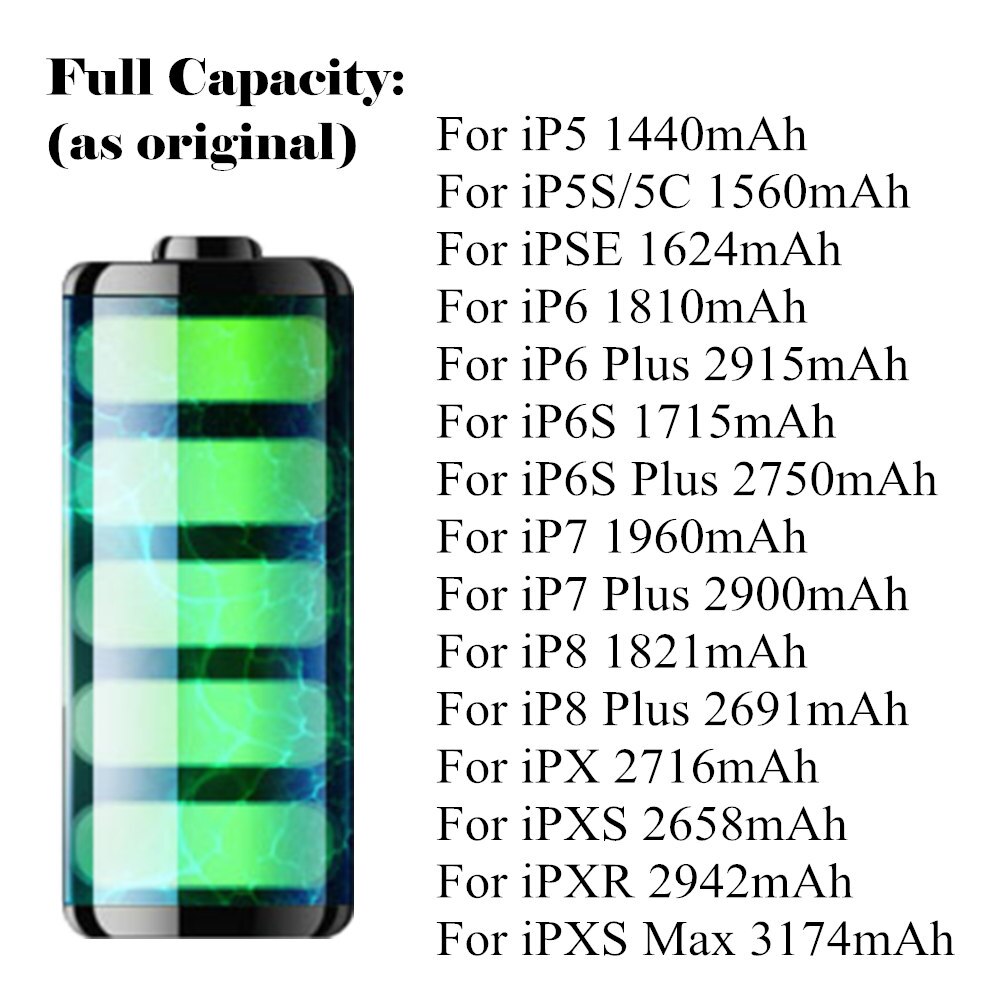 Heißer Original-Lithium-Batterie Für iPhone 6S 6 5S 5C X SE 7 8 Plus XR Xs Max hohe Reale Kapazität Null Zyklus Freies Werkzeuge Aufkleber Fall